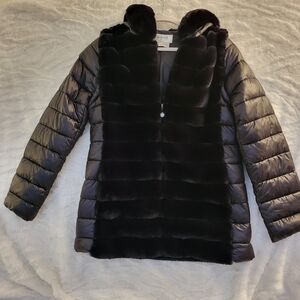 Laurie & Co. Montreal Black Puffer Coat with Faux Fur Trim Sz. S/P